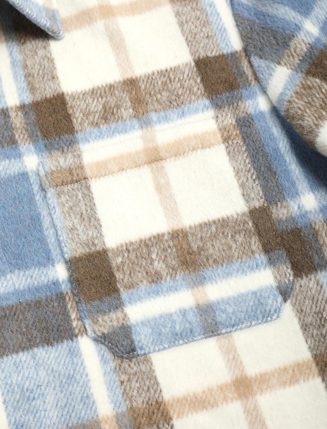 ZAFUL Men's Plaids Shirt Long Sleeve Button Down Lightweight Flannel Jacket Wool Blend Shacket Casual Shirts with Pockets