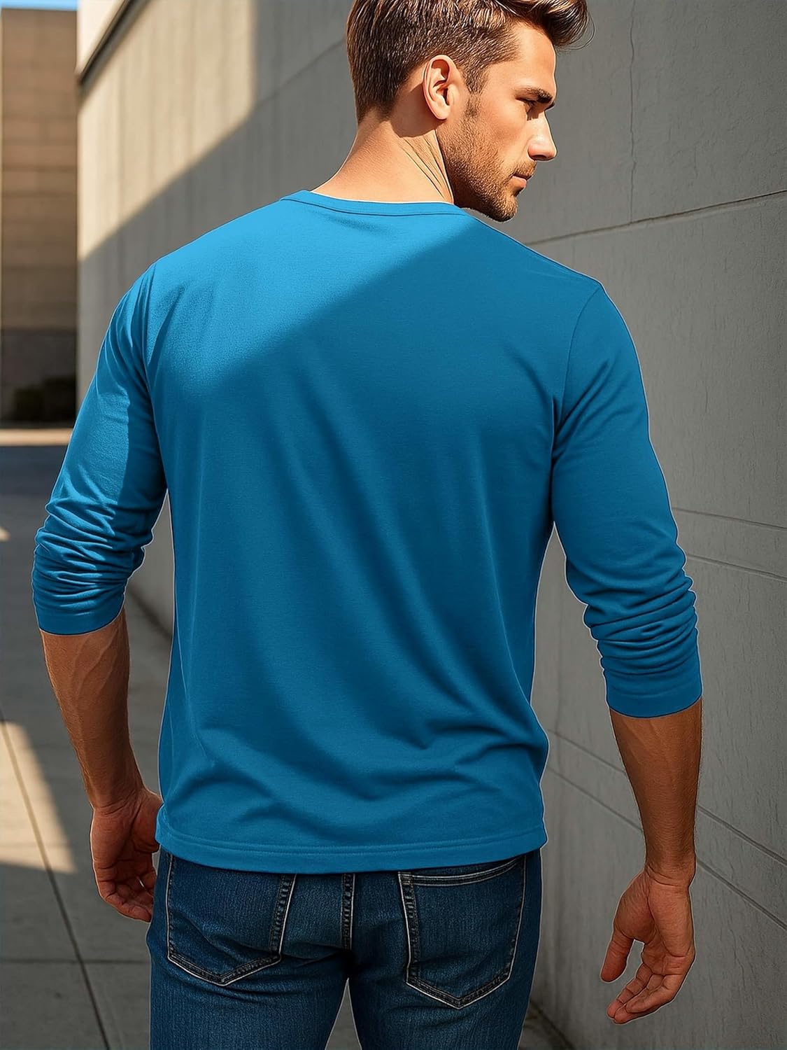 NEYOUQE Mens Long Sleeve Tee Shirts Casual Cotton T-Shirts Fall Winter Tops Plain Tshirts for Men Trendy Work Shirt Top - Image 3