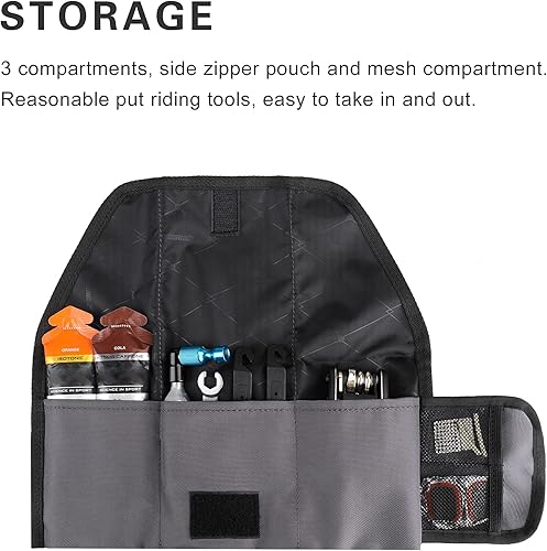 Miniatura 4 de Rhinowalk Bolsa de sillín de bicicleta - Bolsa de herramientas de reparación de herramientas de rollo de bicicleta Paquete de bolsillo para montaña,