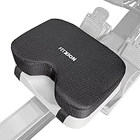 FitXion Rowing Machine Seat Cushion: 3" Memory Foam Tailbone Relief for Concept2, WaterRower, Hydrow, Peloton Rowers & Recumbent Bikes - Anti-Slip Straps