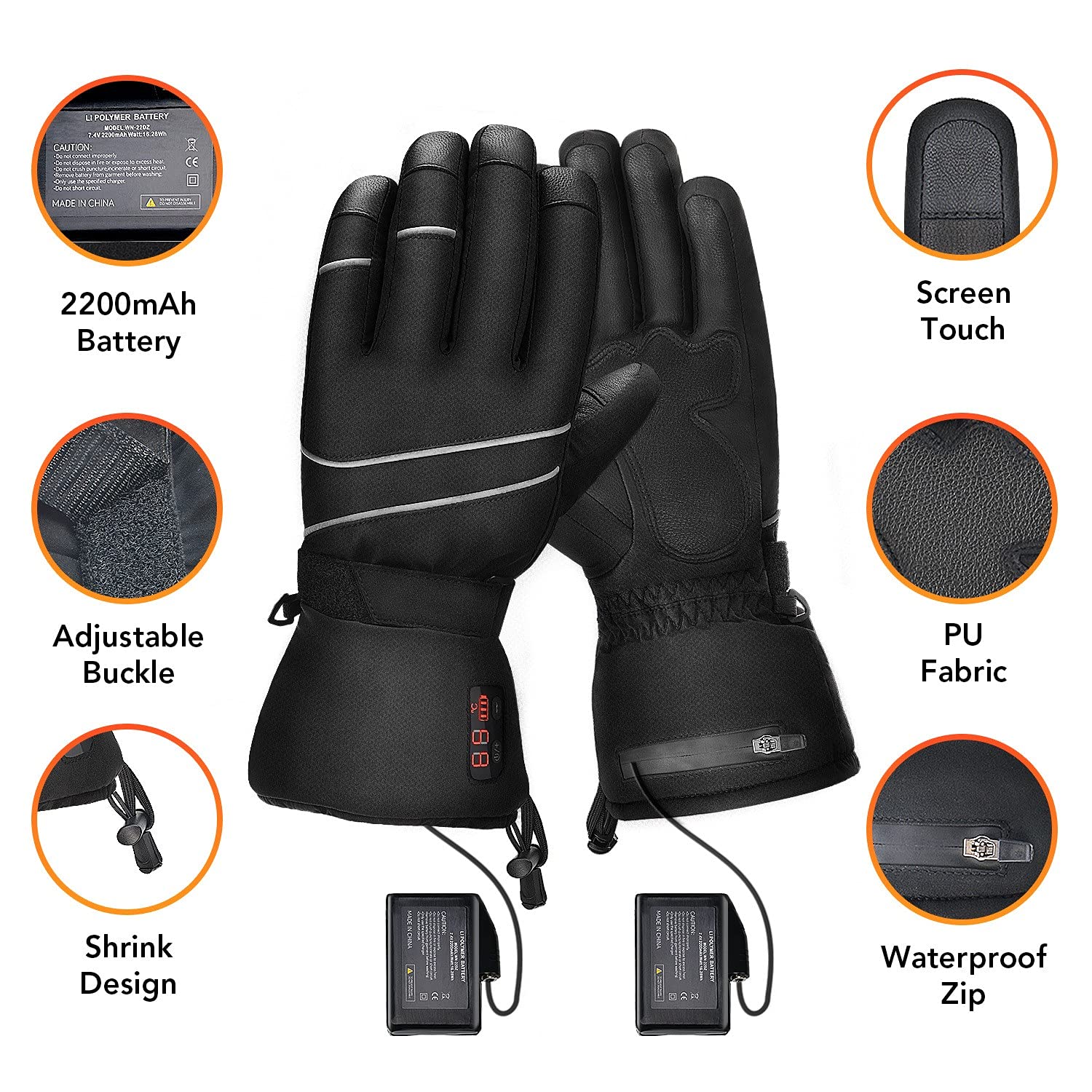 Guantes Térmicos Batería Eléctrica Recargable Impermeable Guantes Térmicos Térmicos para Invierno Esquí Al Aire Libre Snowboard Ciclismo Caza Pesca Calentador De Manos ArtritisBlack,XXL