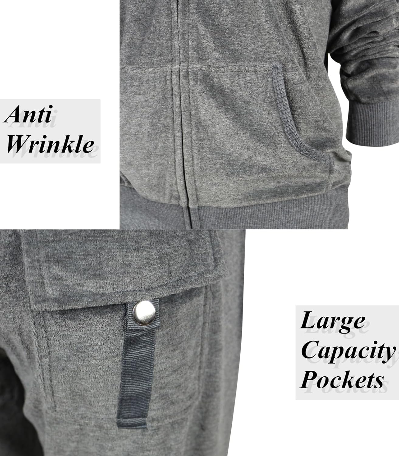 LeeHanTon Womens Jogging Suits Sets Running Velour Outfit Zipper Warm Up 2 Pieces Hoodie and Pant Tracksuit - Image 5