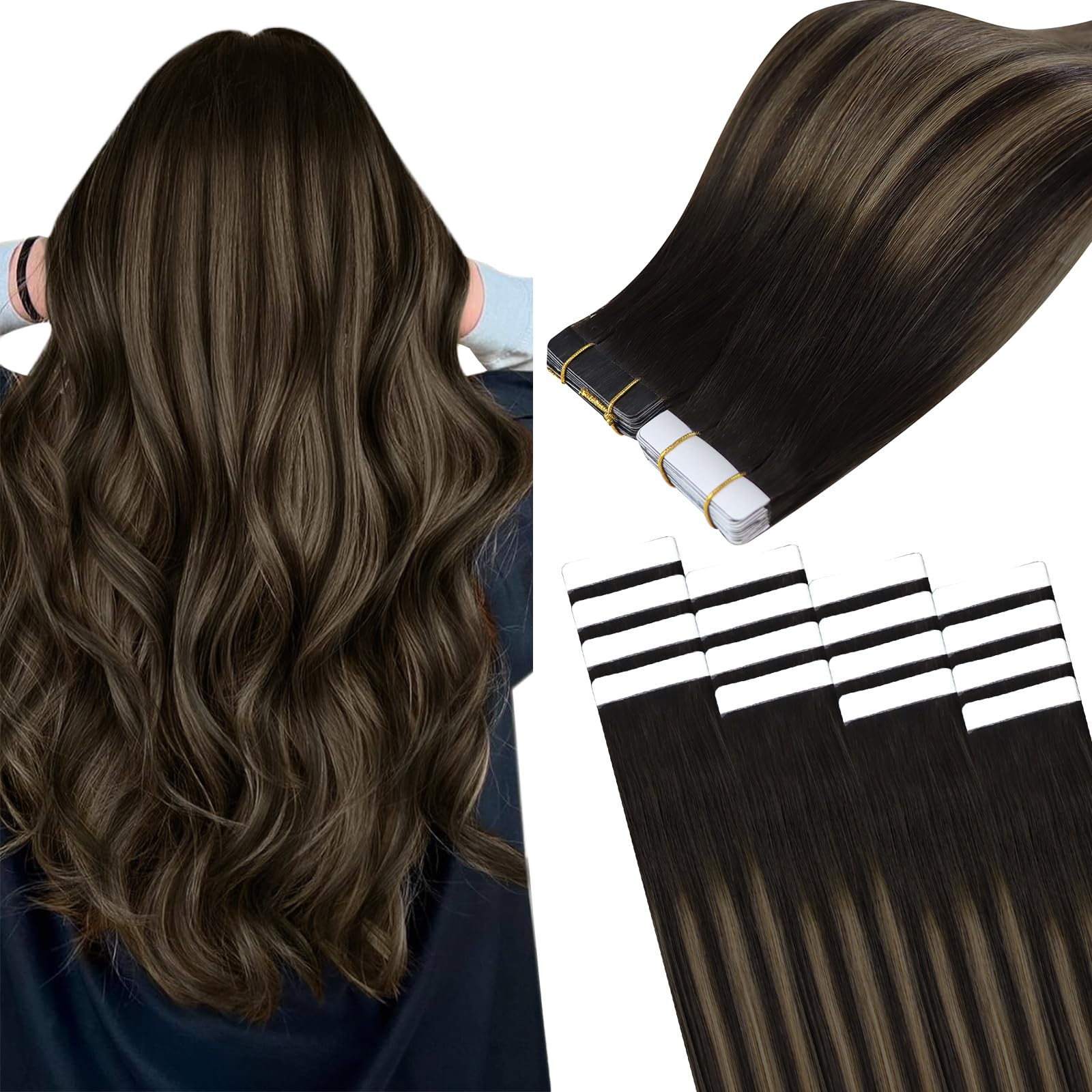 Easyouth U Tip Hair Extensions Brown Keratin Tip Hair Extensions Real Human Hair Darkest Brown Keratin Hair Extension Human Hair with Natural Texture 18Inch 50G 1G/S — view 12