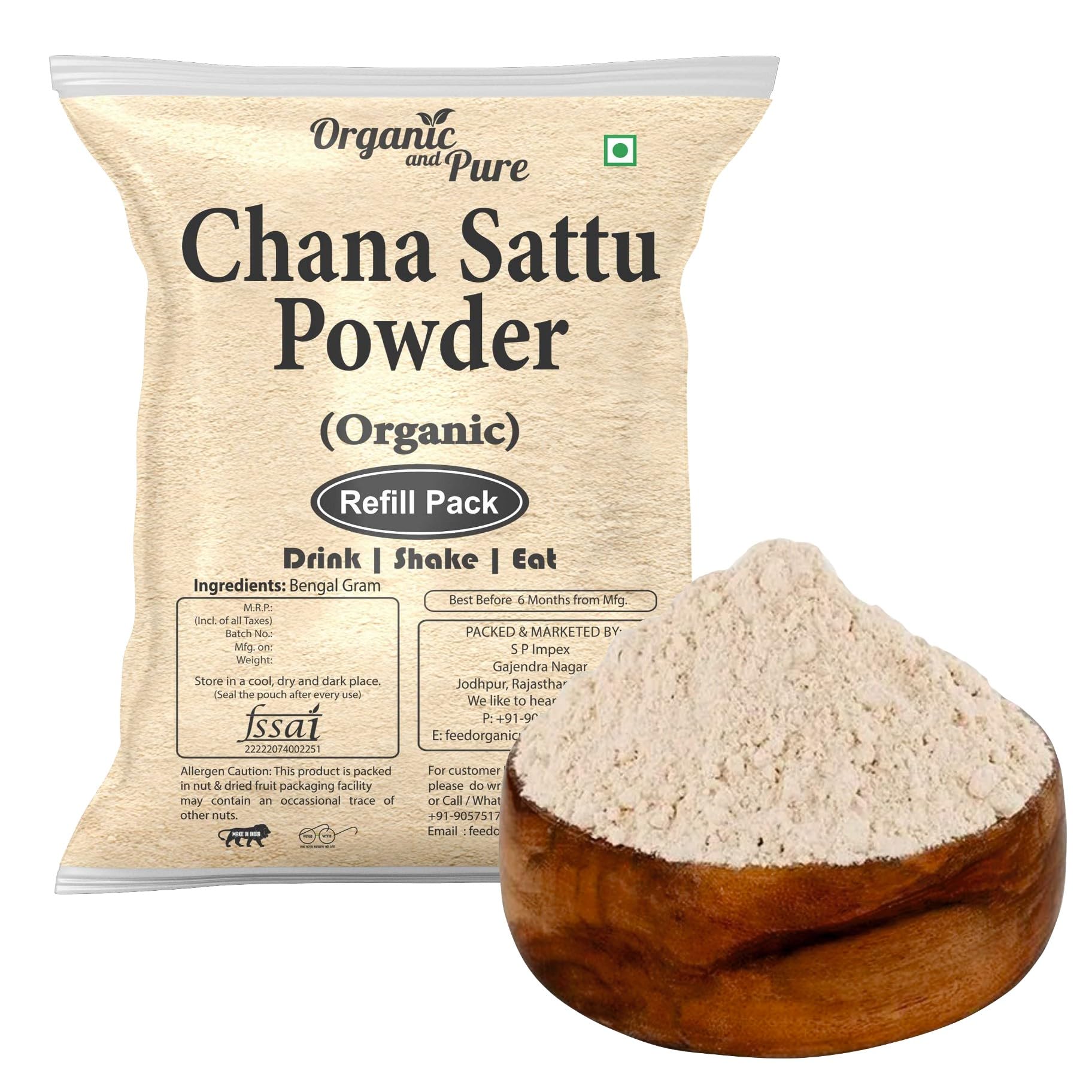 Organic and Pure Chana Sattu Powder | Chana Ka Sattu | Roasted Gram Flour for Drink, Weight Gain, Protein, Muscle Gain (Refill Pack) (3600g) (B0CNTP8K4B) Amazon Price History, Amazon Price Tracker
