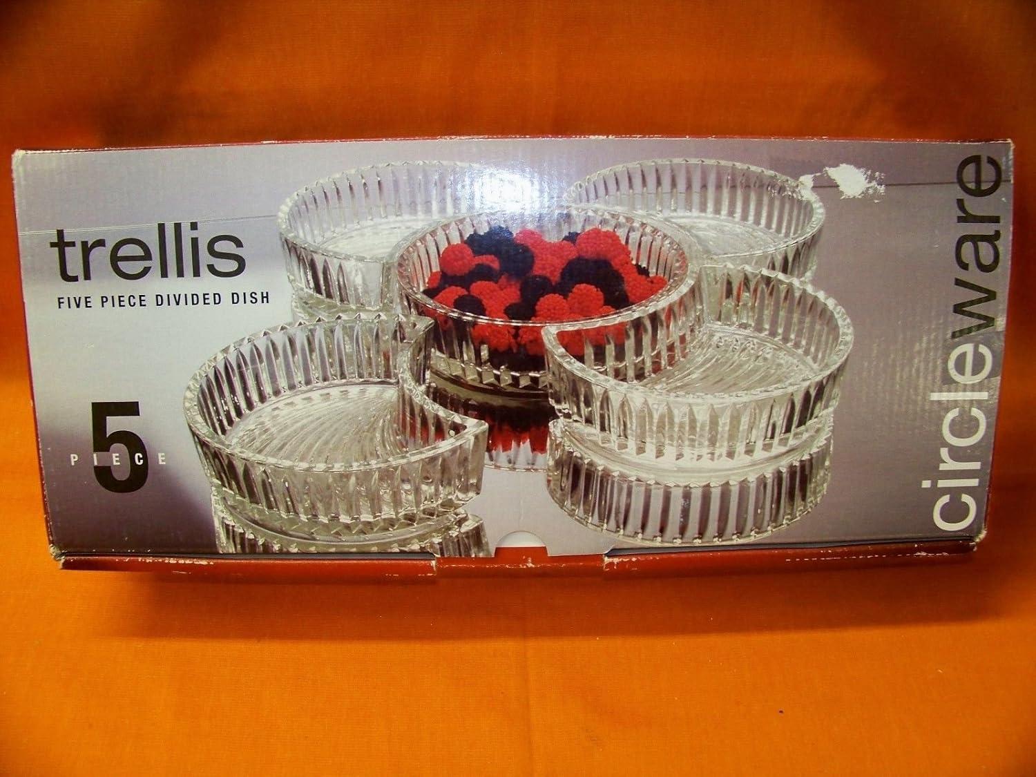 Circleware, Trellis Glass, 5 Piece Divided Dish Set, Heavy Glass