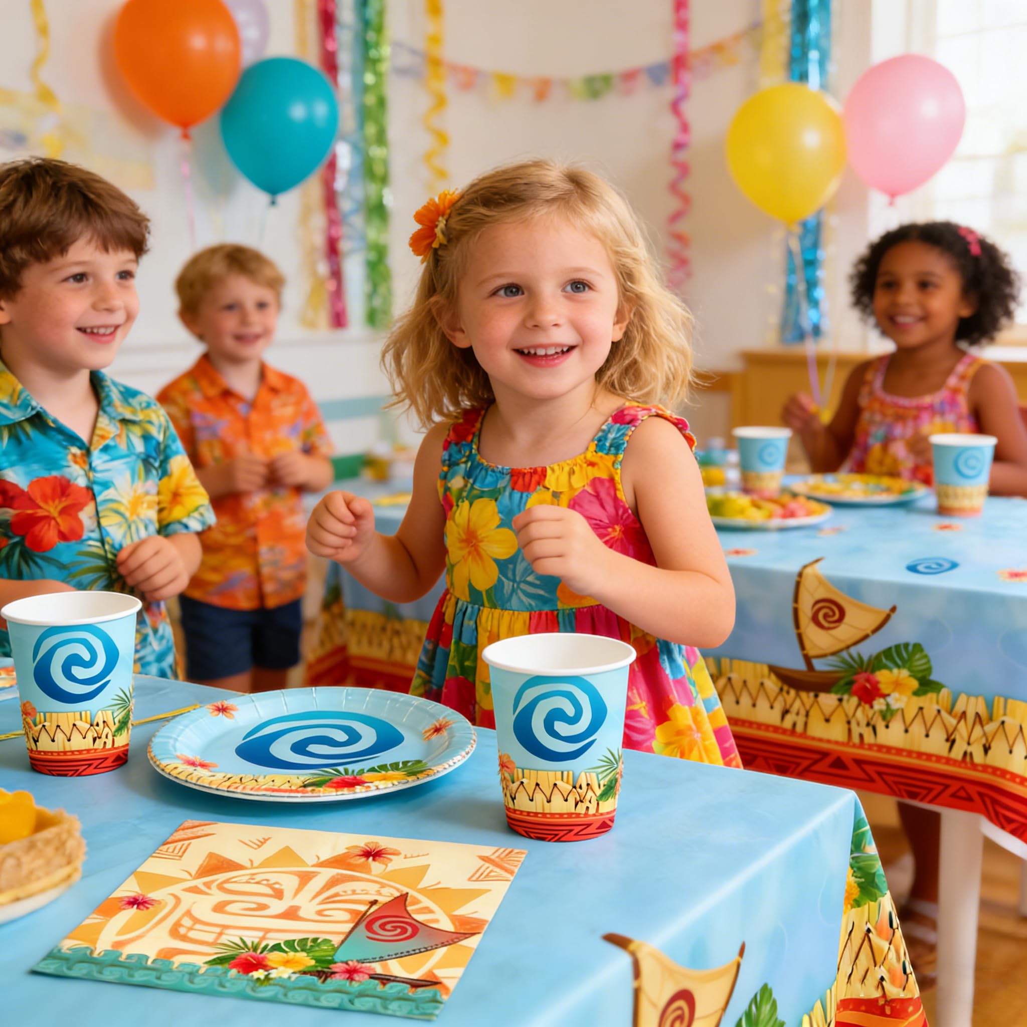 61 pezzi Set di stoviglie a tema Moana, articoli per feste Oceanic Adventure, festa di compleanno in stile hawaiano, per un massimo di 20 ospit