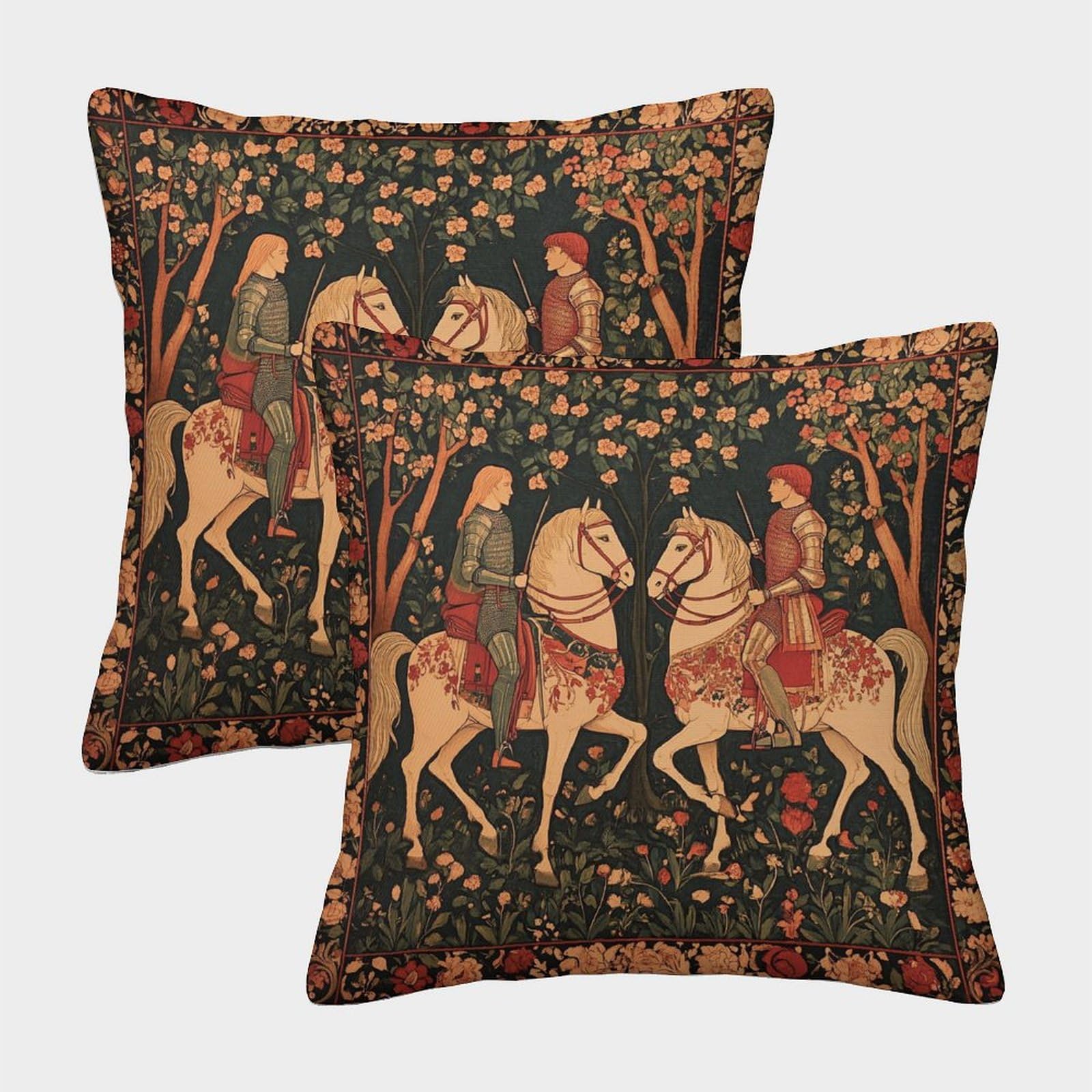 Kaiyun Style-10 2 Pack 45X45cm Pillow Cases,Medieval Knight Decorative 3D Printed On Horseback Cushion Cover,Sofa Bed Decorative Cushions