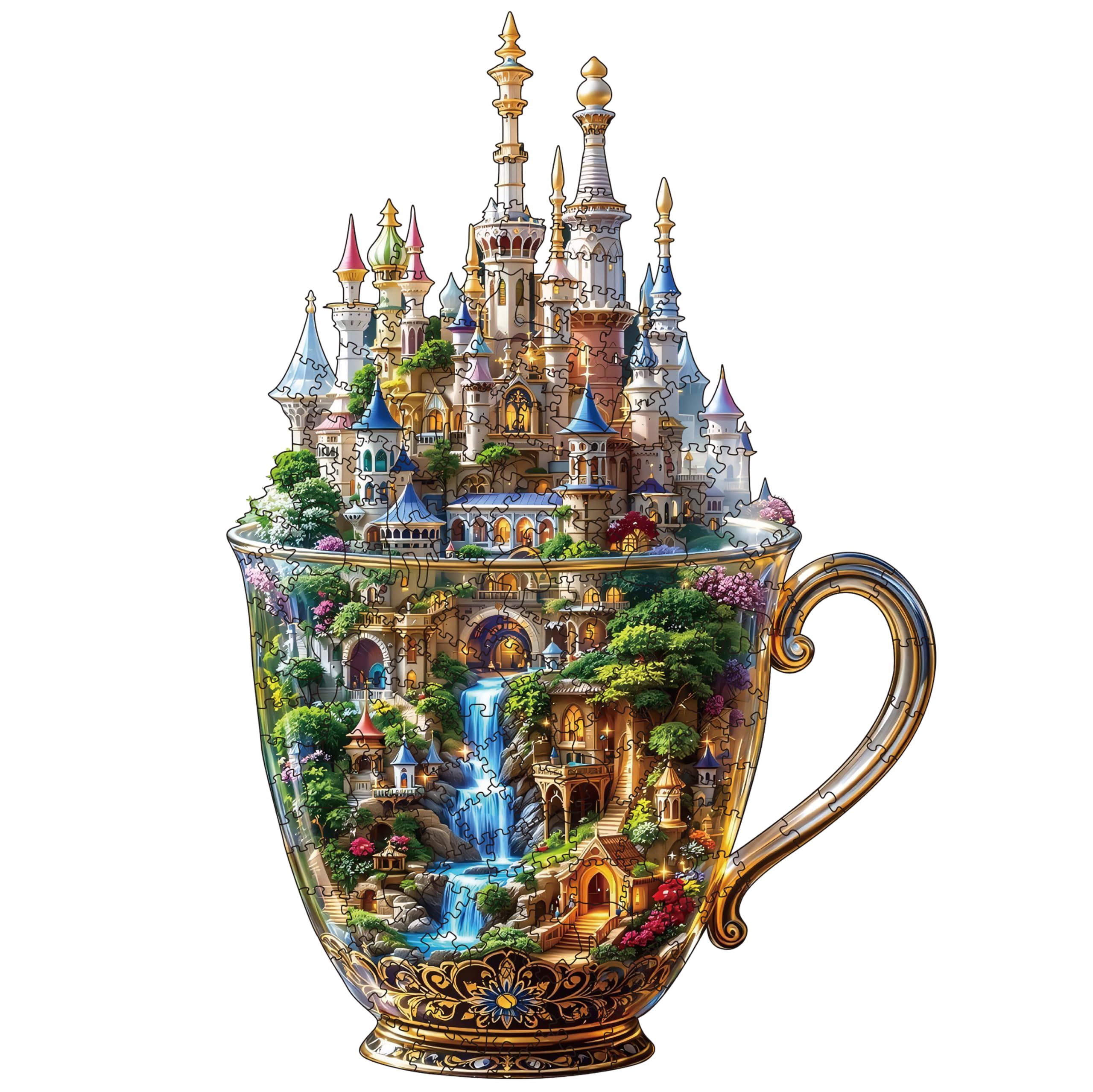 Wooden Puzzles for Adults 200 pcs House in a Cup House Wooden Jigsaw Puzzles for Adults,Irregular shape animal puzzle