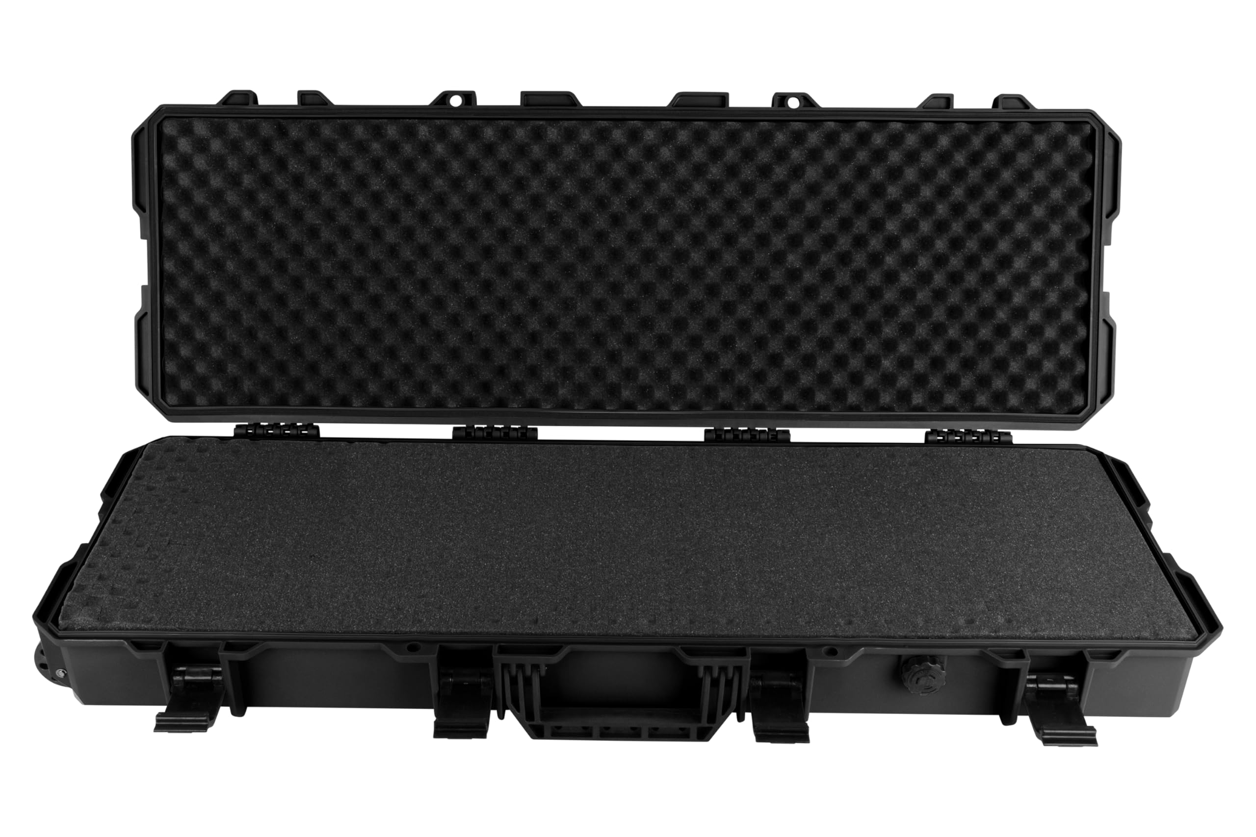 GSG Gewehrkoffer 100cm Schwarz mit Rollen & Druckausgleich wasserdicht Würfelschaum Langwaffenkoffer Waffenkoffer Gewehr Koffer Transportkoffer Schutzkoffer