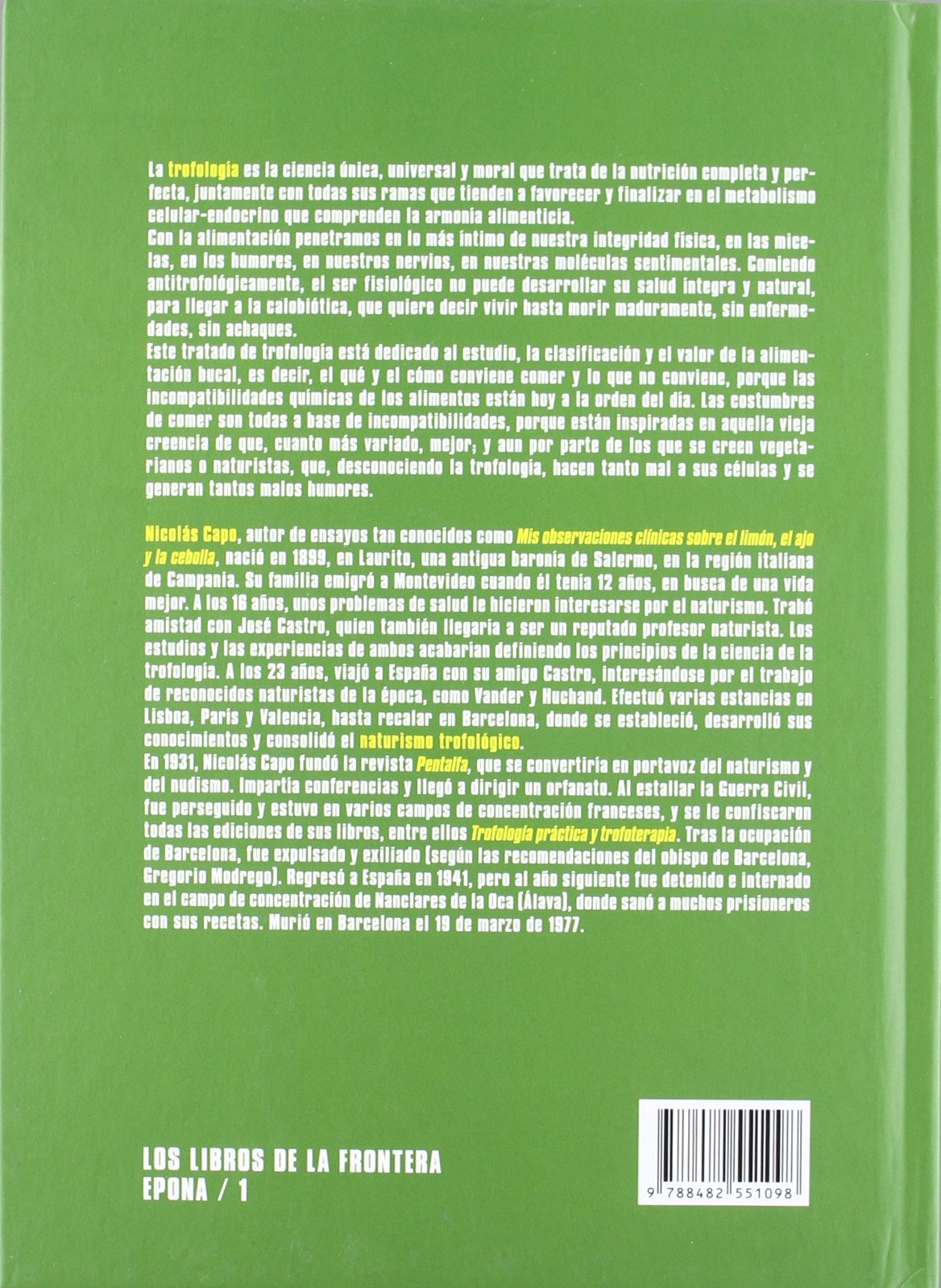 Trofología práctica y trofoterapia: medicina naturista de urgencia: 1 (Colección Epona)