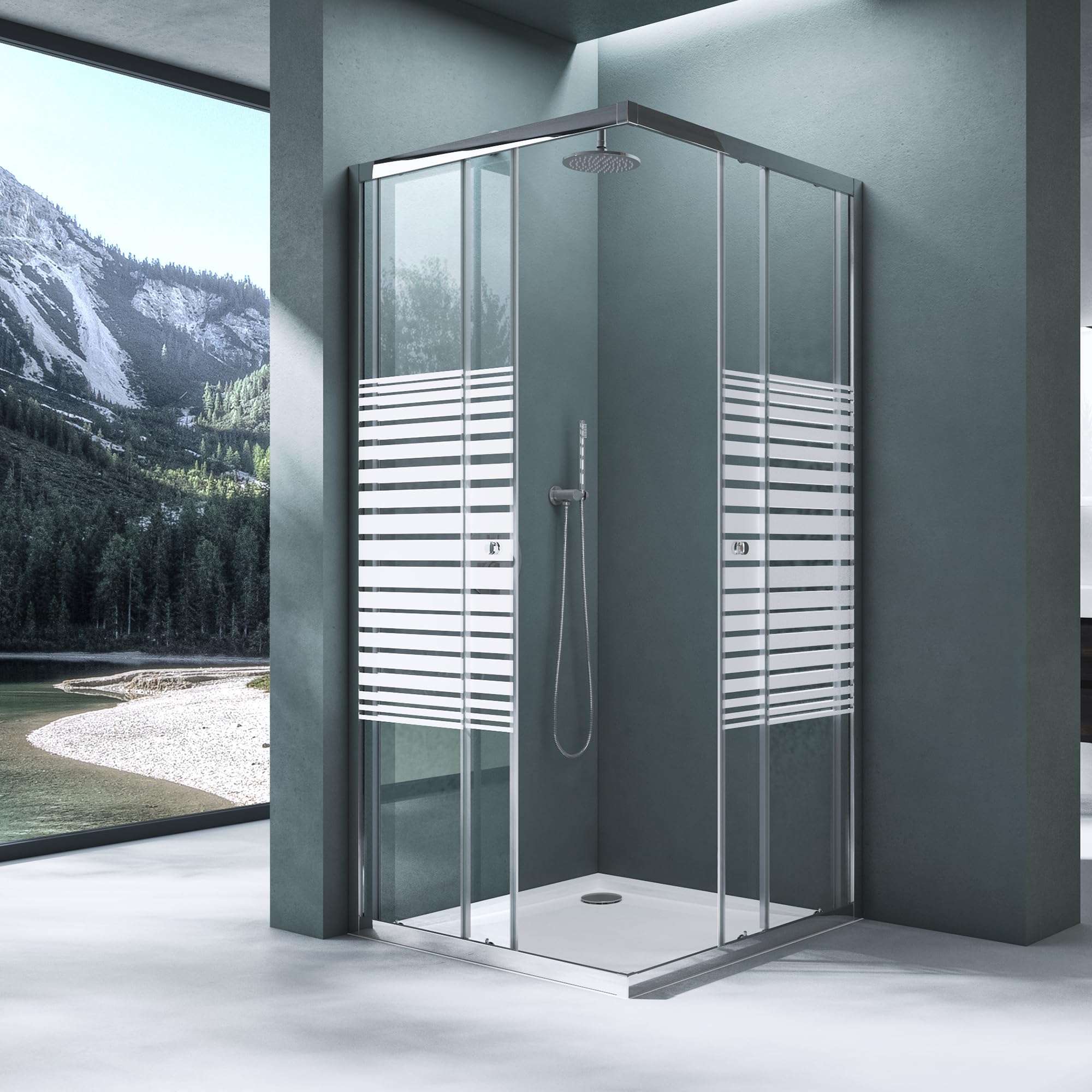 Mai & Mai Cabine de Douche en Angle Transparent avec Receveur 90x90x190cm