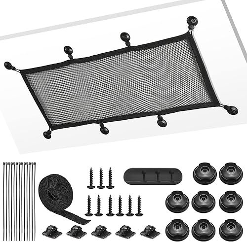ZZM Administrador de cables de malla de privacidad, red de alambre debajo del escritorio, 26 x 10 pulgadas, color negro