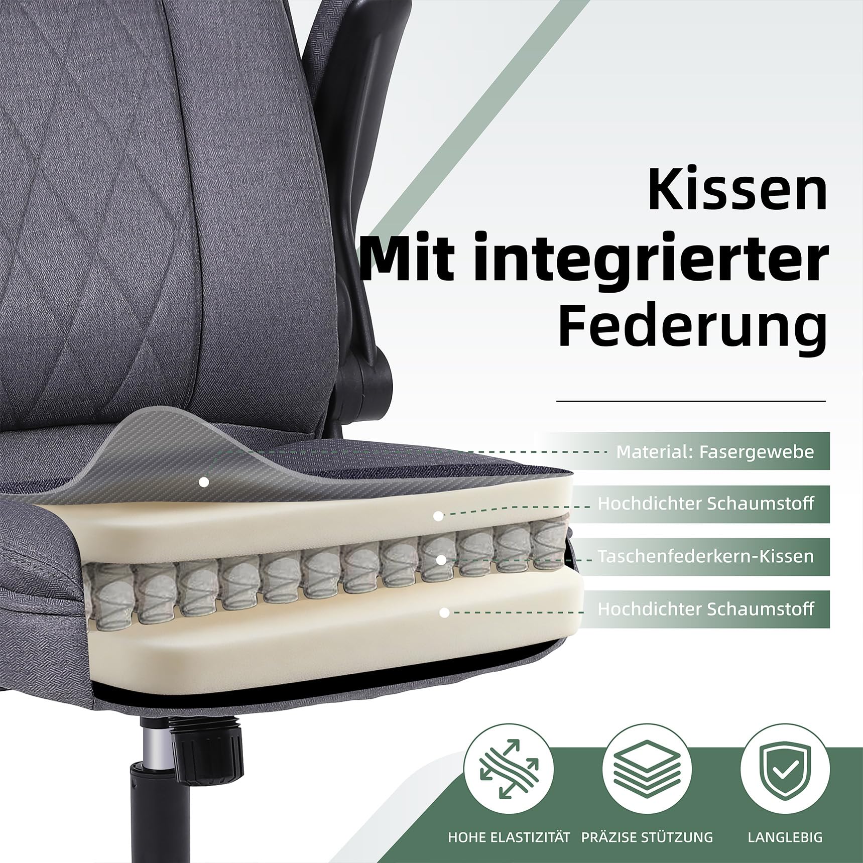 Youhauchair Bürostuhl Ergonomisch, Dunkelgrau