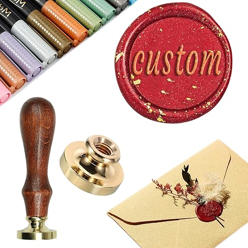 Kit de sellos de cera personalizados, personaliza tu texto, logotipo, nombre, sello de cera, adorno de carta, sobre, invitaciones de bodaopción 1 -