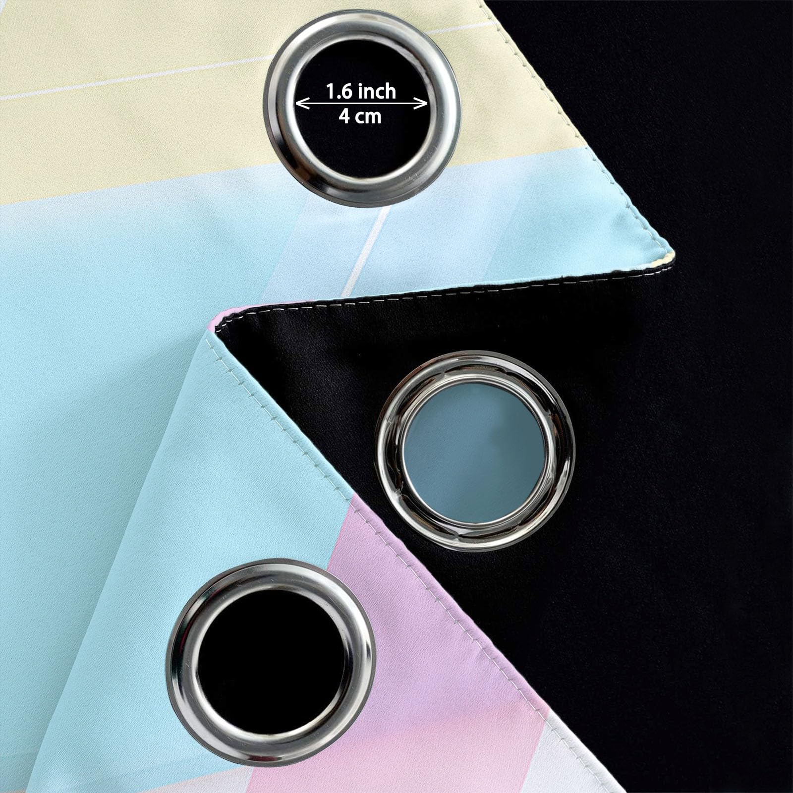 3D Minimalistisch Geometrischer Farblock Gardinen Blickdichte Energiespar Thermo Vorhänge mit Ösen Weich Schiebevorhänge Wohnzimmer Verdunklungsvorhänge 2er Set Macaron-Farbe/Pastell-Macaron