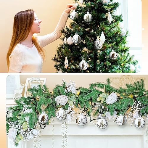 Miniatura 6 de Hoolerry Juego de 6 adornos de búho de Navidad, bola de cristal, decoración de árbol de invierno, bolas de pintura colgantes para árbol de Navidad,