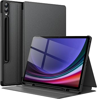 JETech Folio Case for Galaxy Tab S10 Plus/S9 Plus 12.4", Black | Multi-Angle Stand Cover, S Pen Holder, Slim Protective Cover, Auto Wake/Sleep