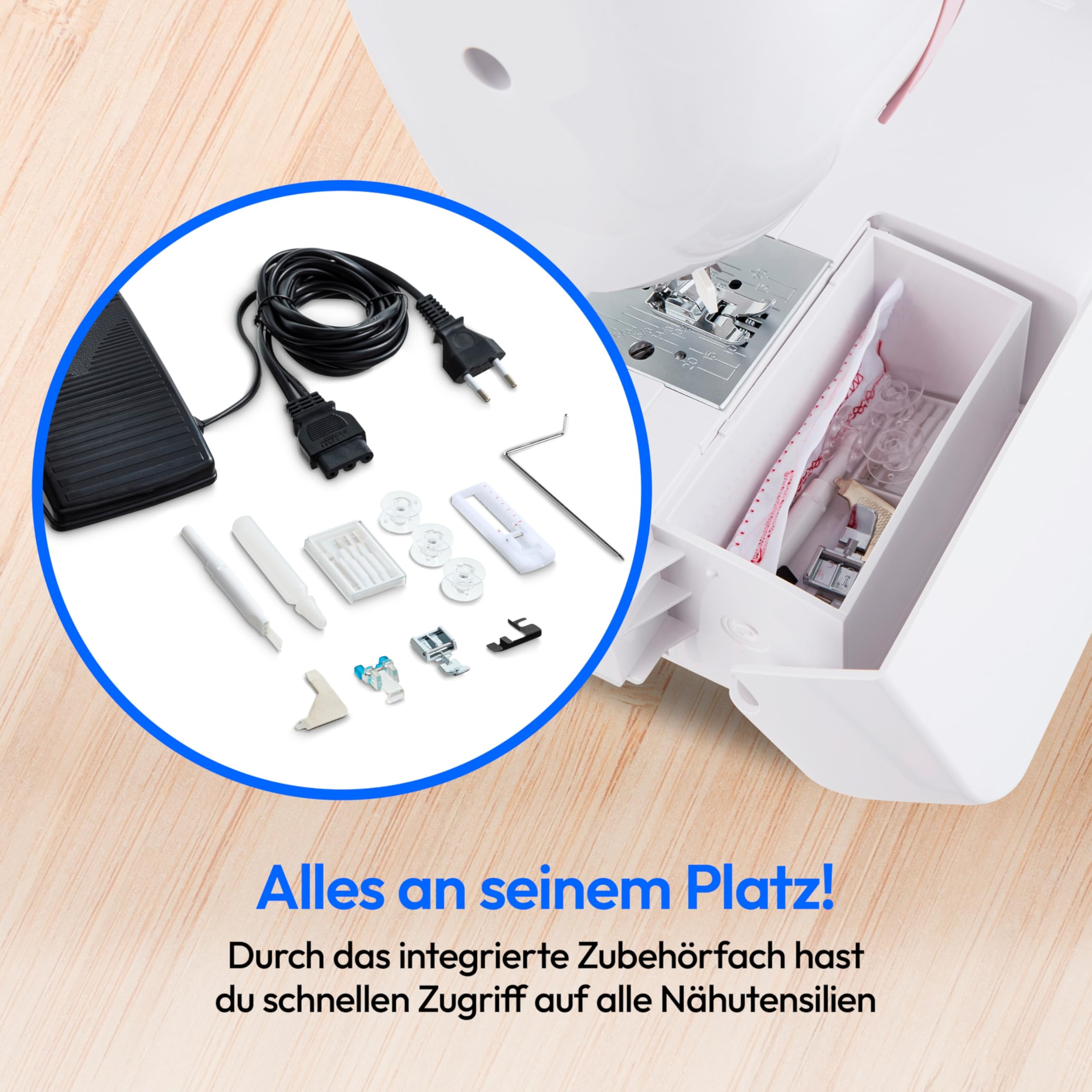 MEDION Freiarm-Nähmaschine SM60 (60 Watt, 60 verschiedene Stichmuster mit Knopflöchern, LED Nählicht, automatischer Einfädler, Rückwärtstaste, Fadenschneider, MD10689) rosa