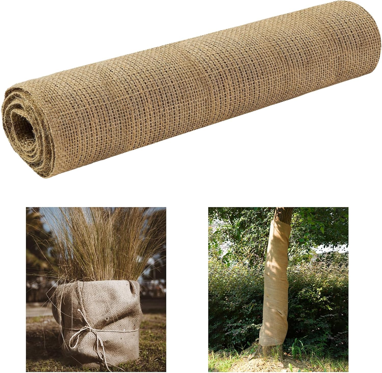 Ecmln 23.6in x 16.4ft Burlap Tree Wrap Rolls, Burlap Fabric Tree Trunk