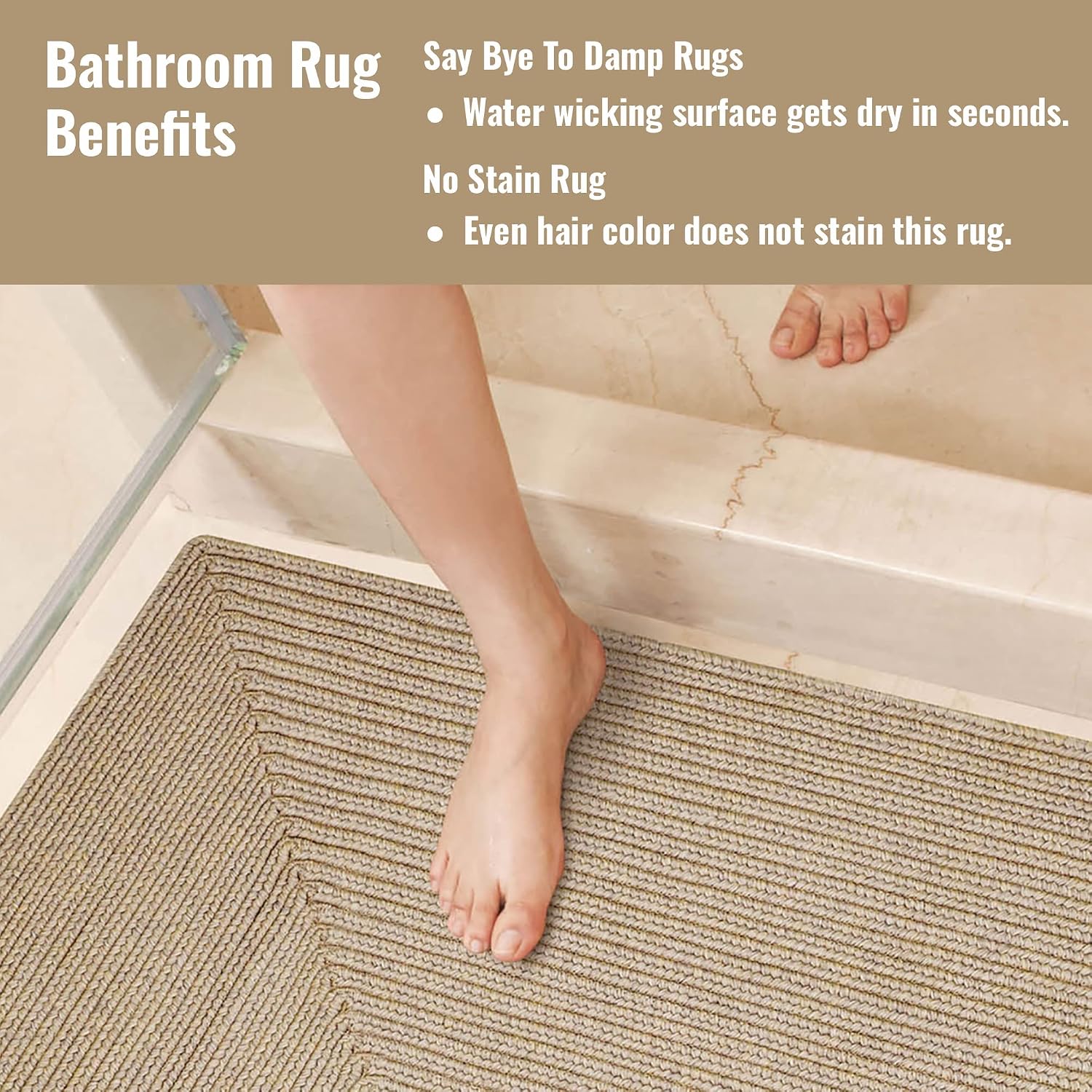 Homespice Biscuit Tan Braided Runner Rug Set of 2-22"x72" and 20"x30", Rectangle, Indoor Outdoor Washable, Country Decor for Bathrooms and Kitchens - Beautiful, Soft, Stain-Resistant and Waterproof