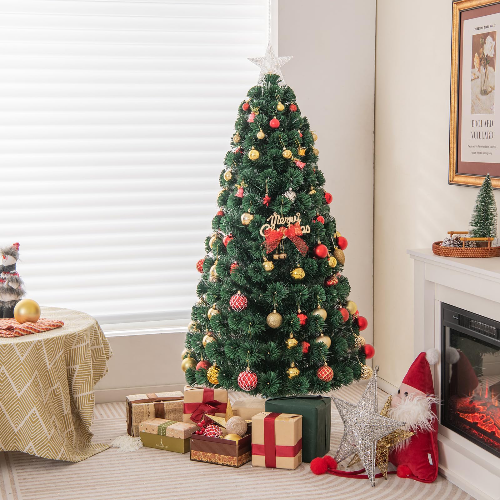 LIFEZEAL Sapin de Noël avec LED, Arbrea de Noël en PVC avec 170 lumières LED, Sapin Artificiel Enneigé avec 8 Eeffets Lumineux, Sapin Artificiel avec Support Métallique, Vert (150cm)