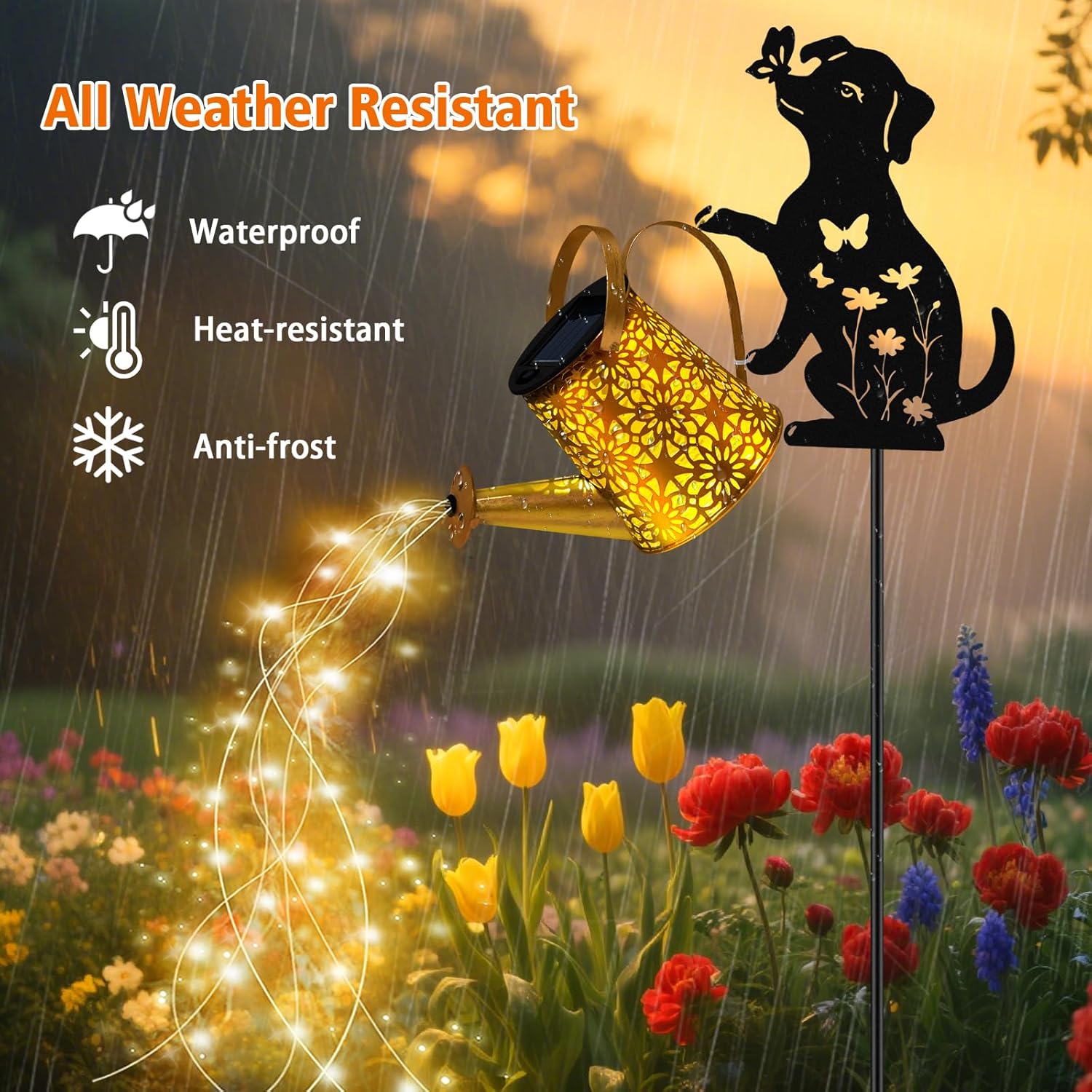 Solar Lights Outdoor Stakes, Metal Dog Solar Lights