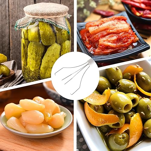 Miniatura 6 de Pincher de pepinillos de acero inoxidable y plástico para pepinillos, tenedor de frasco de pepinillos para cocina, alimentos y pimienta, blanco y