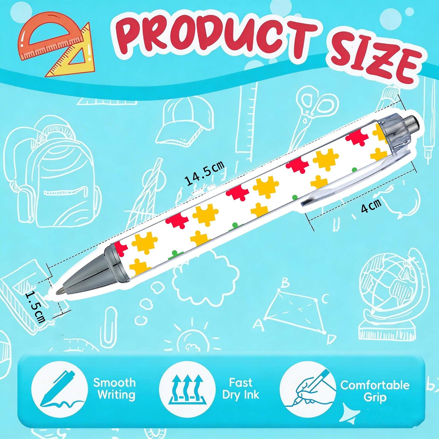 12-Pack Autism Awareness Ballpoint Pen Set - Mental Health Advocacy Supplies for Special Needs, Party Favors Gifts for Coworkers Friends, Office School Stationery Accessories image 4