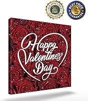 Vista 3 de Canvas Wall Art Print Bathroom Wall Art Decor- Happy Valentine's Day Romantic Rose Dream Shining Starlight Love Heart Artwork Canvas Prints