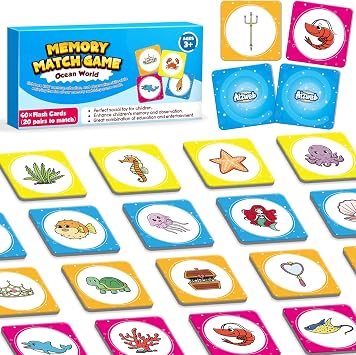 Aizweb Match Game,Memory Game,40 Pcs Toddler Card Games for Boys Girls Kids Ages 3 4 5 6,Flash Cards for Preschool Kindergarten Learning Activities,Educational Toys Homechool Supplies