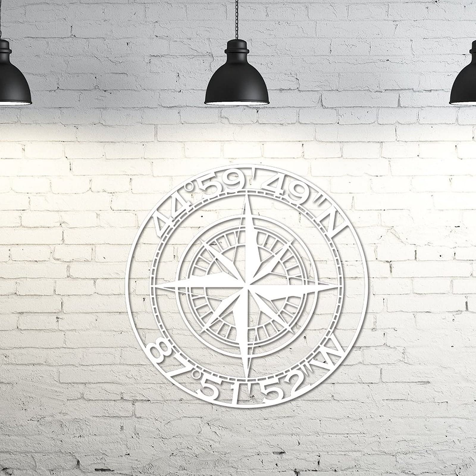 Wodevor Metalen borden coördinaten kompas ster, familienaam metalen bord aangepast metalen monogram teken thuis galerij muurdecoraties gepersonaliseerd kompas metalen bord nautische decor deur metalen