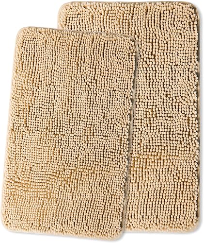 Miniatura 213 de Yeaban Alfombras de baño gris oscuro – Gruesas alfombras de baño de chenilla | Alfombras de baño absorbentes y lavables antideslizantes, alfombras