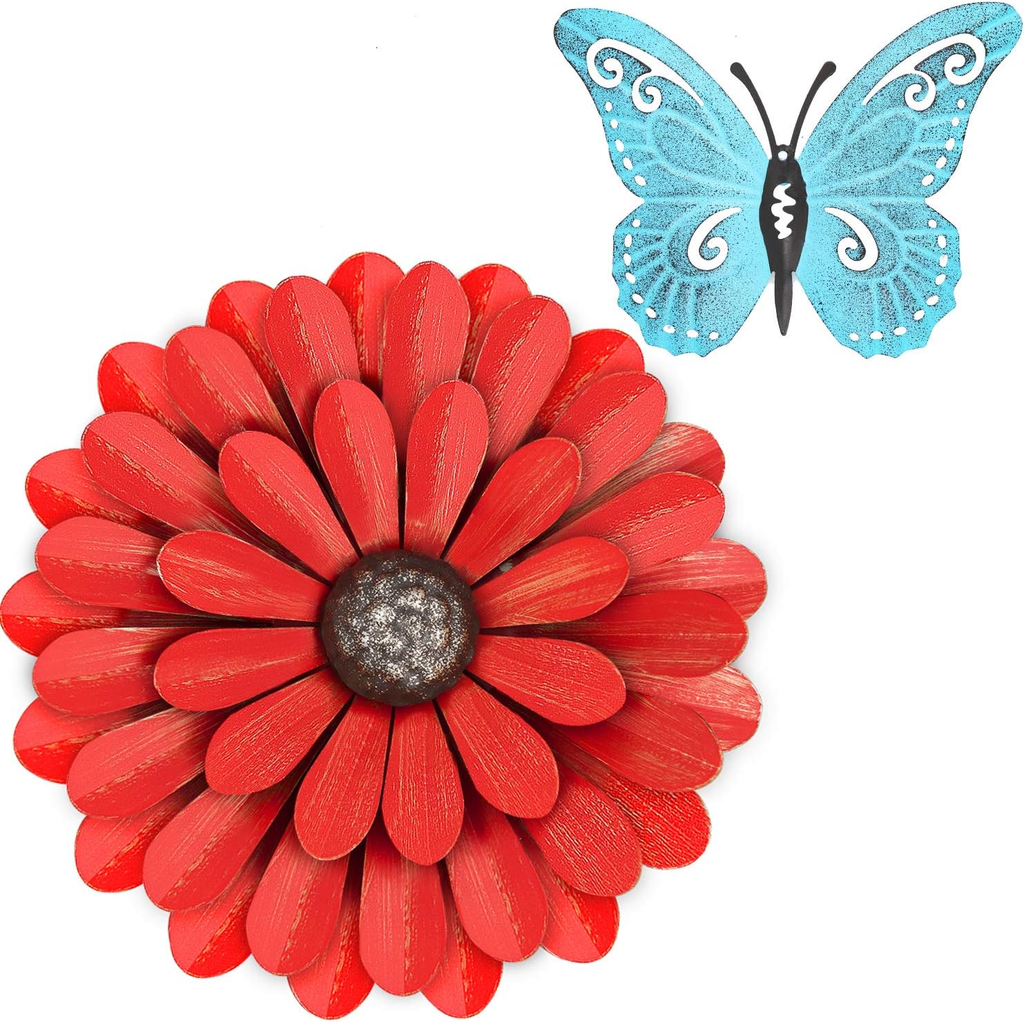 100 Fit Guarantee Qlfyuu Yuu Metal Flowers Wall Decor With Free Butterfly Wall Art Inspirational Floral Metal Wall Decor For Indoor Outdoor Metal Art Wall Decor Hanging For Home Office Garden Wall Sculpture Green Best