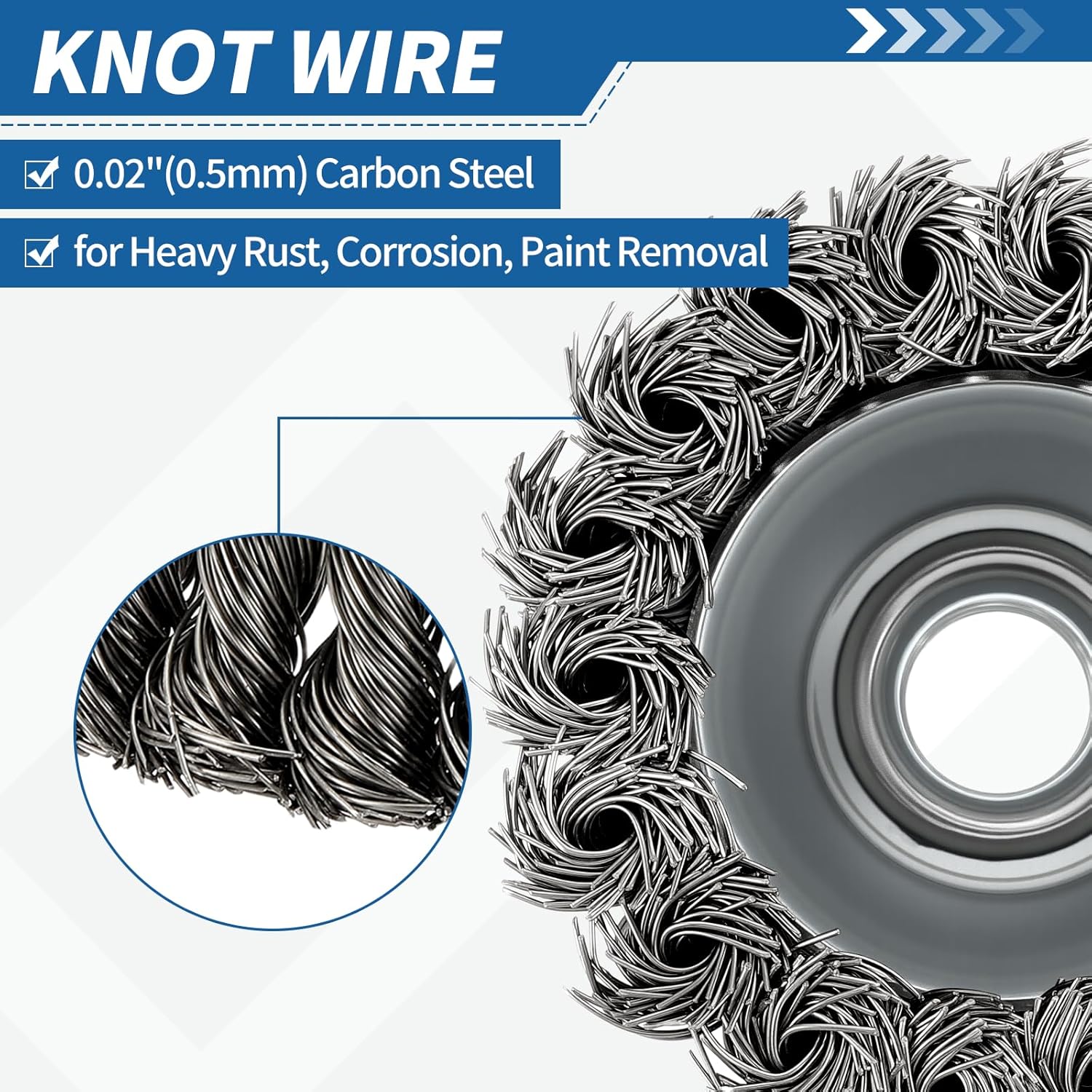 Wire Brush for Angle Grinder (3"/75mm) 1Pack, Knot Steel Wire 0.02" (Carbon Steel) Wire Wheel with 5/8 Inch-11 Threaded Arbor - for Rust, Cleaning, Deburring on Cast Iron, Red