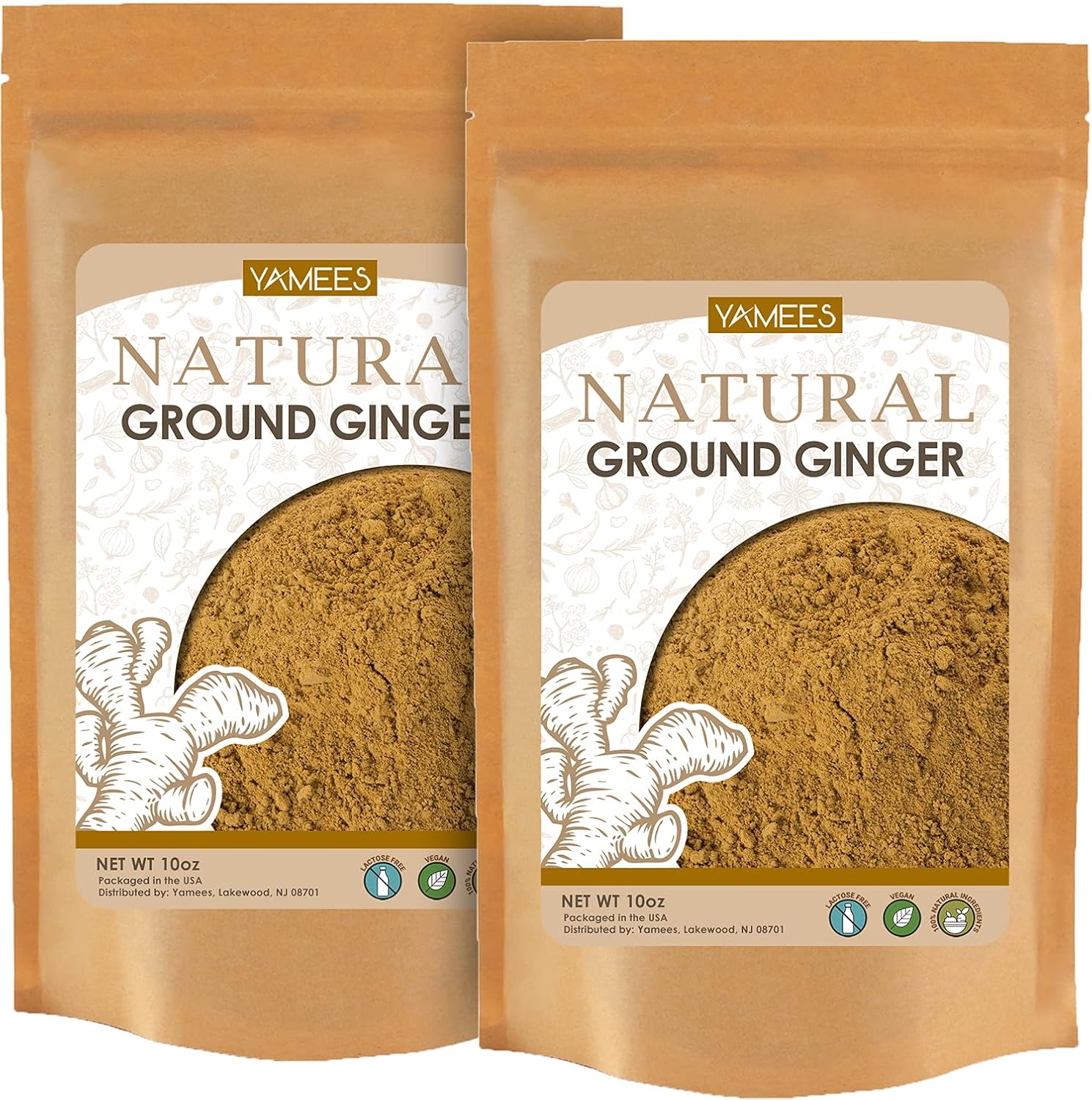 Yamees Bulk Ginger Powder – Ginger Root Powder - Raw Ground Ginger Powder - 2 Pound (1 Pound Each)