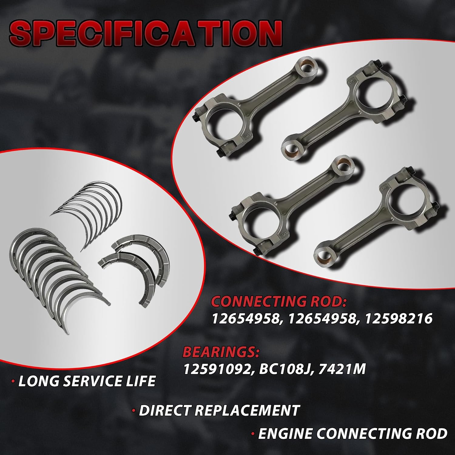 2.4 Engine Crankshaft w/Connecting Rod Bearing Kit For GMC Terrain Buick Lacrosse Chevrolet Malibu Equinox Captiva 2.4L 2011-2017 OE#12578182 12578164 12654958