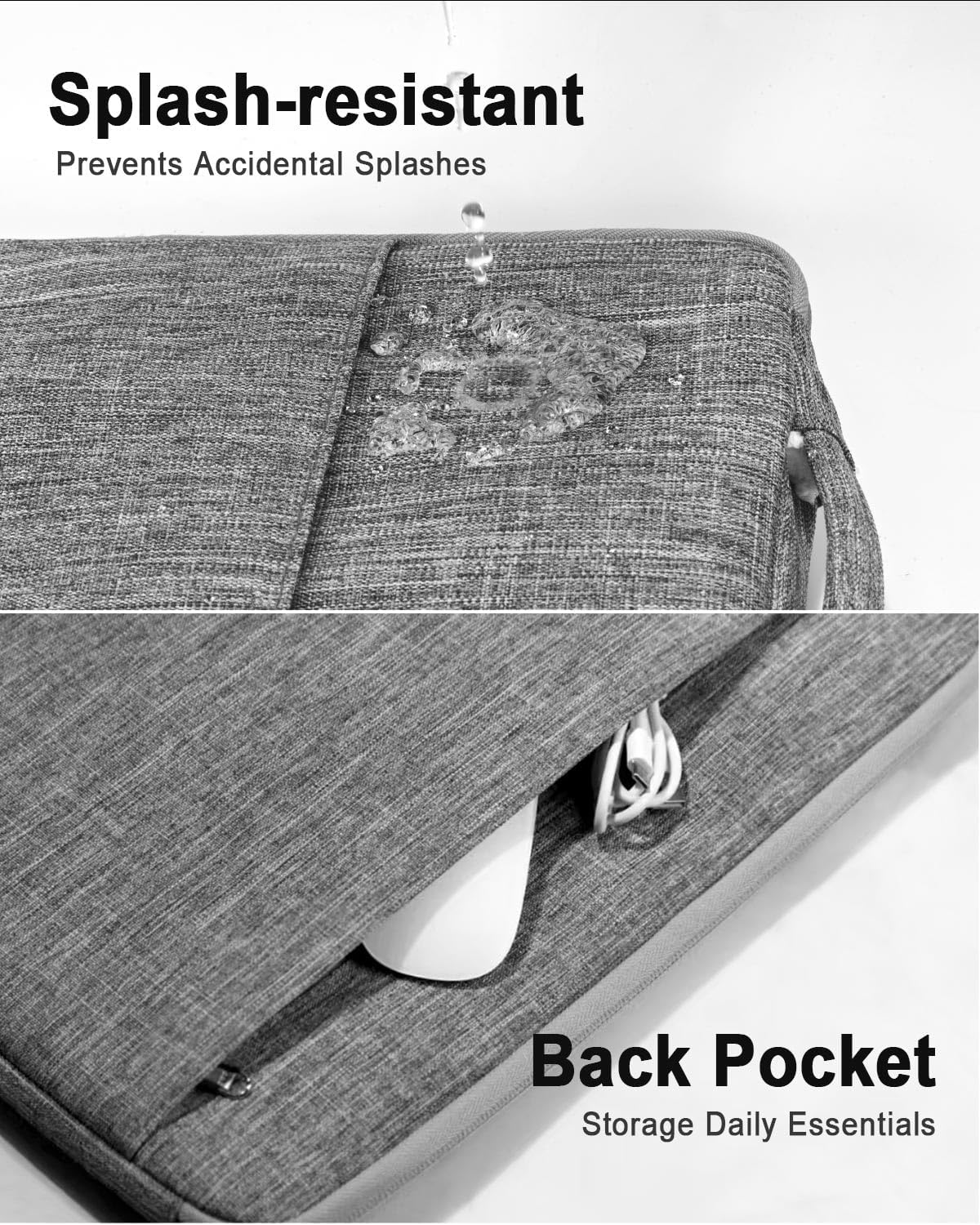 17.3-inch Portable Monitor Case with Acessories Storage, Sleeve for Most 17.3" Portable Monitors, Water-Resistant Monitor Cover with Pocket, (Gray)