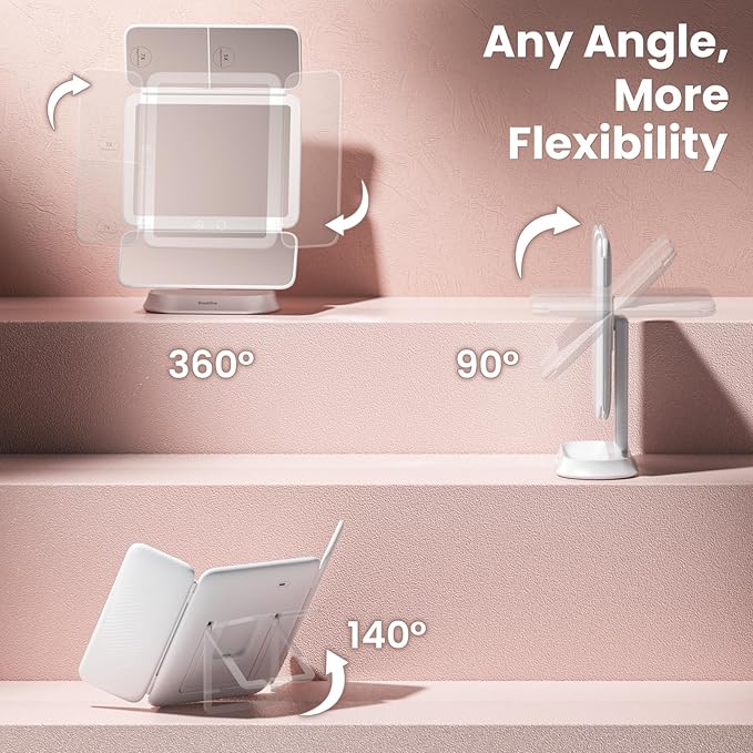 Espejo de maquillaje LED con aumento 7X/5X/1X miniatura 3