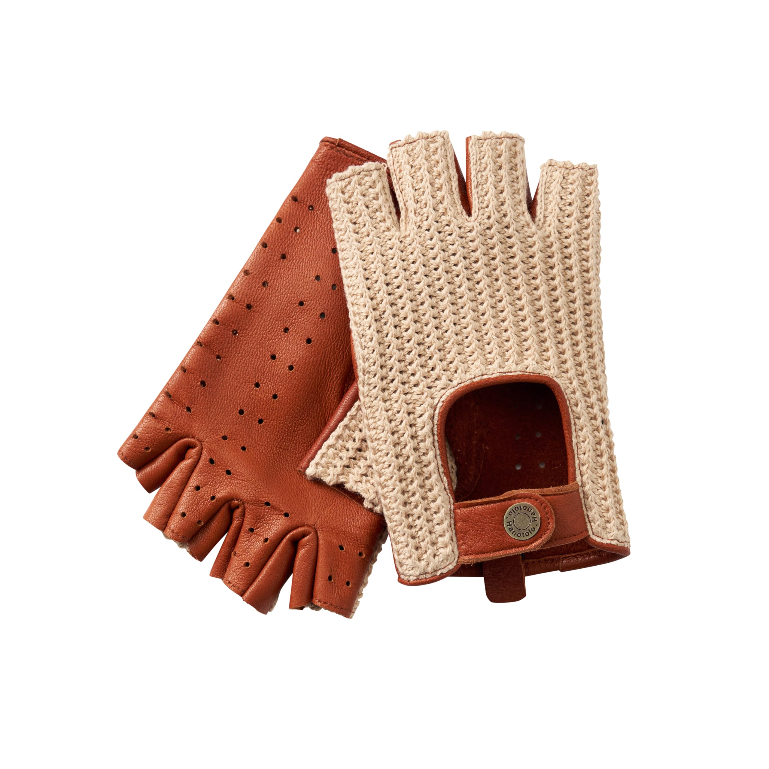 Buy Hanotolo Mens Fingerless Driving Gloves - Lambskin Leather