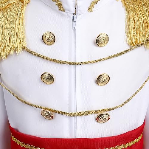 Miniatura 8 de IBTOM CASTLE Disfraz de príncipe encantador para niños pequeños, chaqueta medieval de príncipe real, pantalones, corona, vestido de fiesta