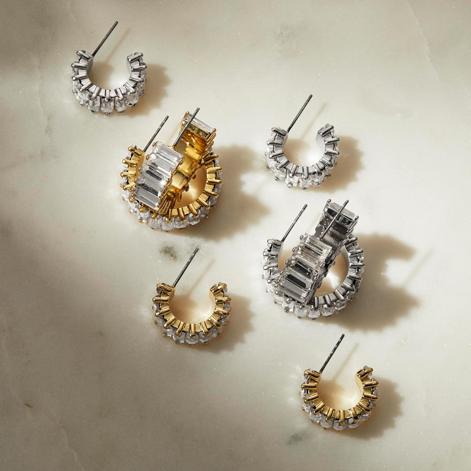 Amazon Essentials Baguette Stone C Hoop - Image 2