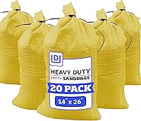 Vista 36 de DURASACK Bolsas de arena resistentes con cuerdas de amarre, bolsas de arena de polipropileno tejidas vacías para control de inundaciones con 1600