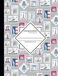Composition Notebook Graph Paper 5x5: Postage Stamps Homework & Schoolwork Writing book for the Stamp Collector Enthusiast Students & Teachers alike
