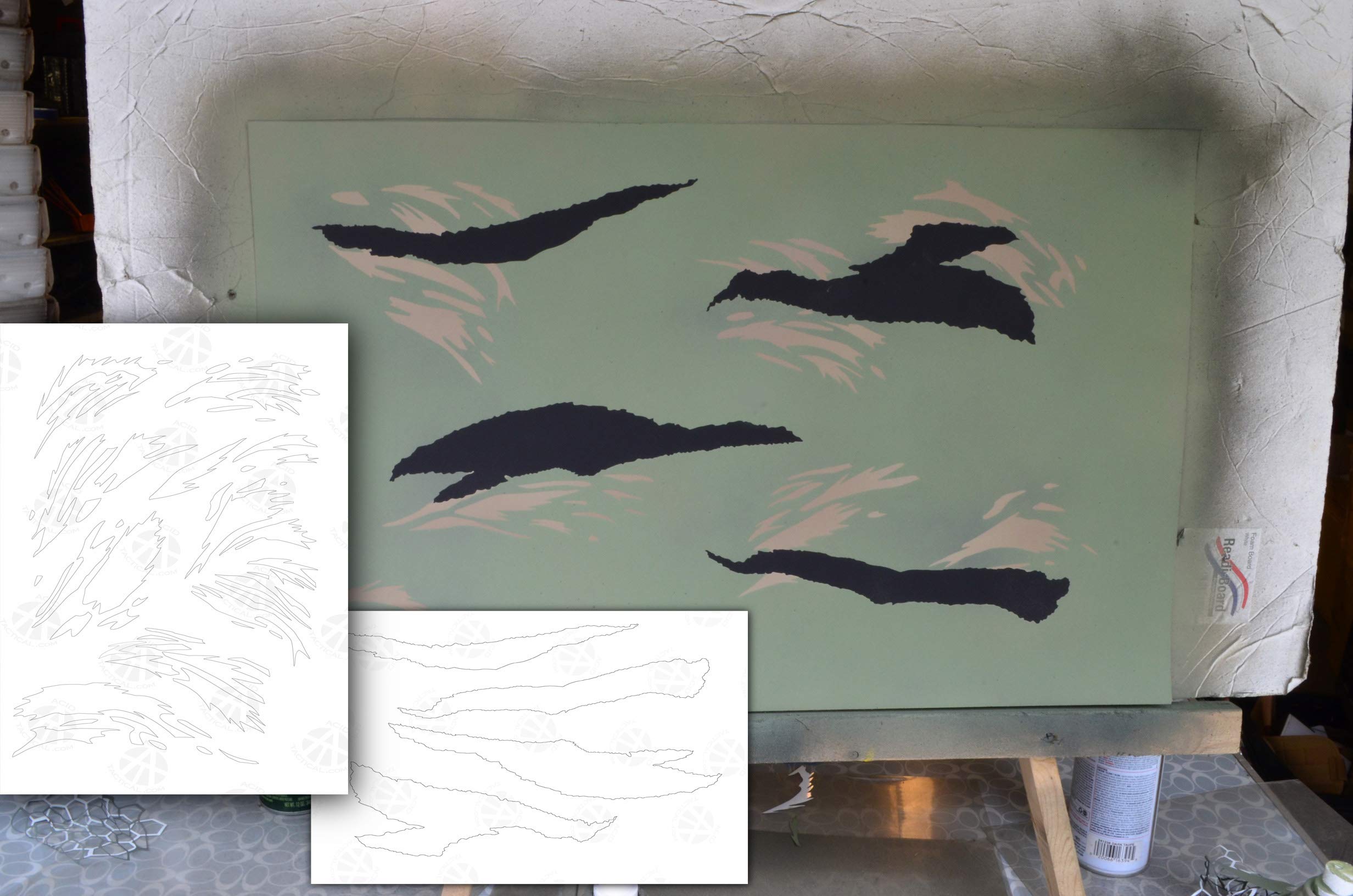 Acid Tactical® Camouflage Easy Peel Paint Cerakote Camo Gun Stencils Vietnam TIGERSTRIPE Set