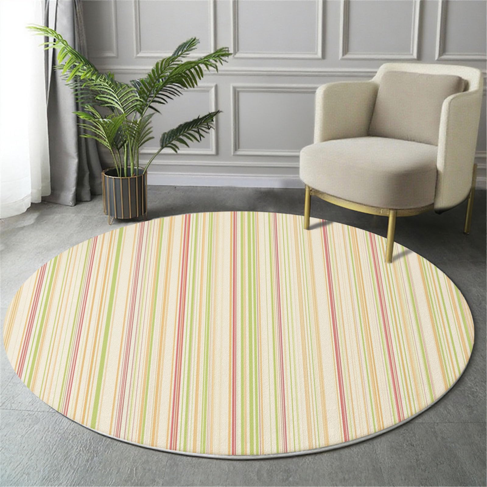 Tapis chambre adulte doux 160cm rond jaune clair pour décoration salon