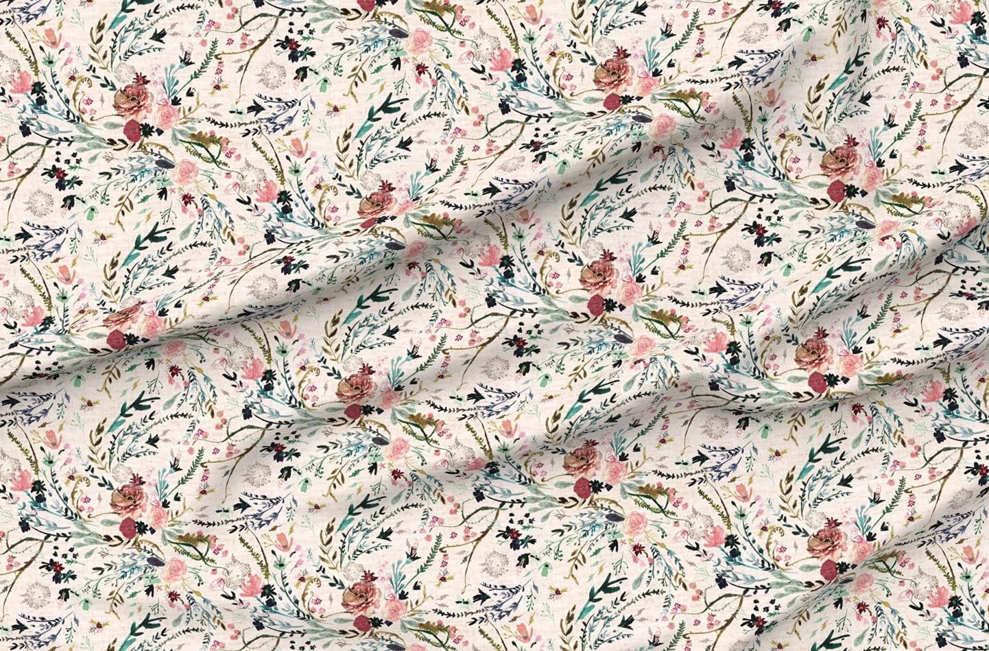 Spoonflower Fabric - Floral Spring Large Scale Pink Vintage Garden Feminine Beautiful Printed on Organic Cotton Sateen Fabric by The Yard - Sewing Quilting Apparel Home Decor