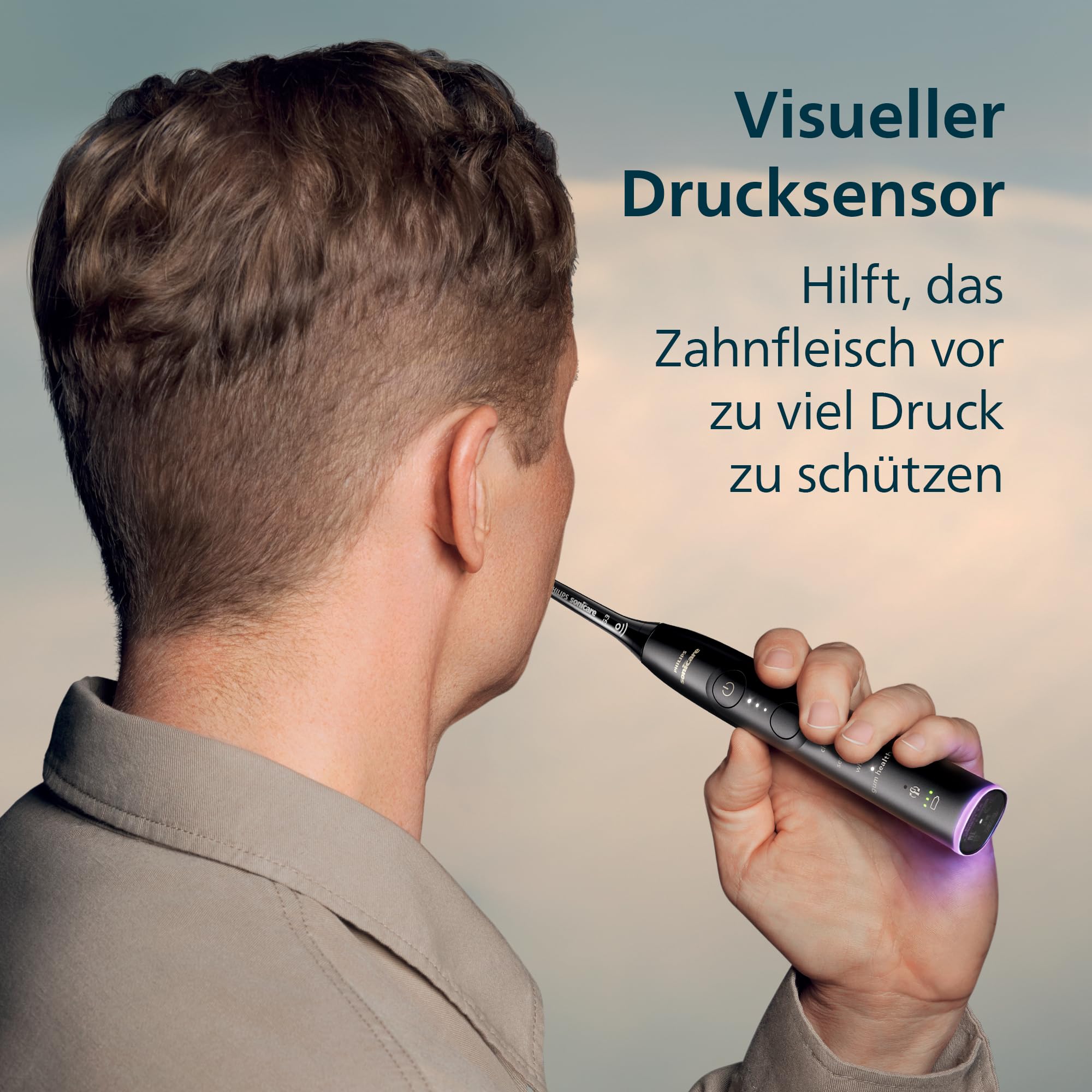 Philips Sonicare 7100 elektrische Zahnbürste, Schallzahnbürste mit App, 4 Putzmodi und 3 Intensitätsstufen, Andruckkontrolle, EasyStart, SmarTimer, Schwarz, Modell HX7421/08 [Neue Technologie]