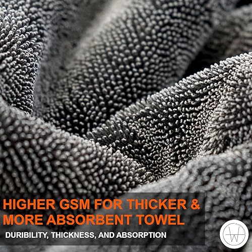 Miniatura 4 de The Nimbus - Toalla de secado grande de microfibra premium, 1400 GSM, diseño de bucle trenzado sin bordes, secado de un solo paso para automóviles,