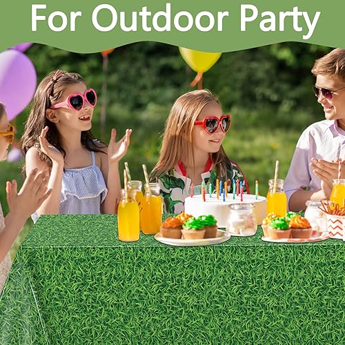 Miniatura 5 de Mepase Mantel de césped en rollo de césped verde de 54 pulgadas x 100 pies, mantel con caja de corte para decoración rectangular de fútbol,