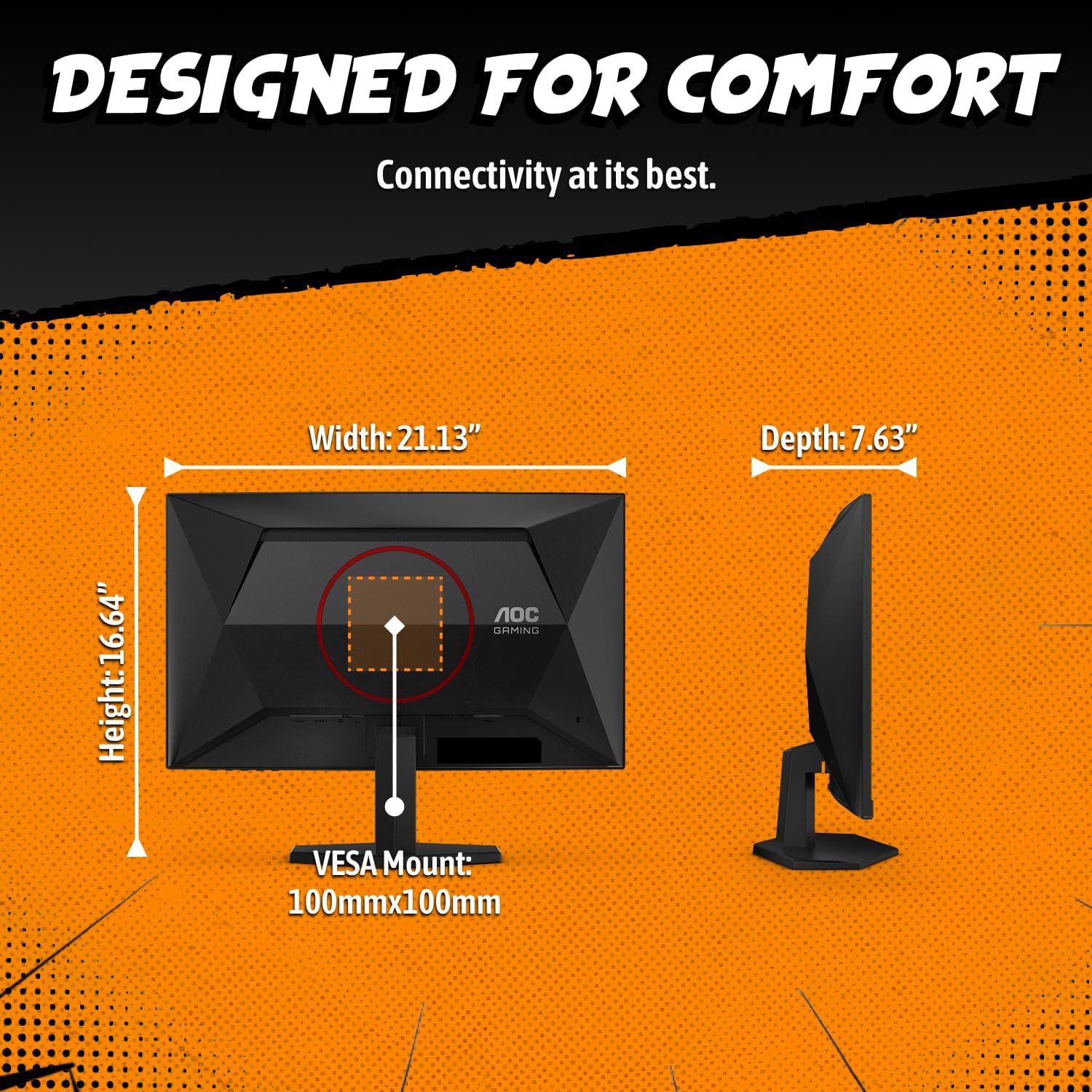 AOC C24G42E 24" Curved 1500R Frameless Ultra-Fast Gaming Monitor, FHD 1080p, 180Hz 0.5ms MPRT, HDMI 2.0 x2, Display Port x1, HDR, Speakers 2W x2, 3-Year Zero-Bright-Dot